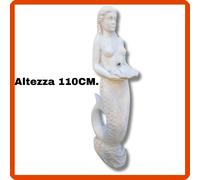 Statua da giardino per esterno interno scultura donna sirena in cemento marmo