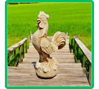 Statua da giardino per esterno interno scultura gallo in cemento e marmo H57cm.