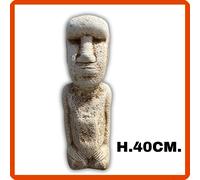 Statua da giardino per esterno interno scultura Moai in cemento e pietra H.40CM