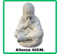 Statua da giardino per esterno scultura monaco Buddha in cemento marmo H.40CM