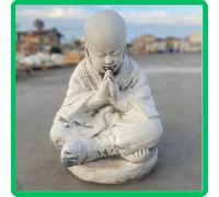 Statua da giardino per esterno scultura monaco Buddha zen in cemento marmo H40CM