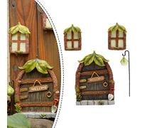 Statua da Giardino Set di 4 Porta delle Fate Casetta Miniature Bagliore al Buio