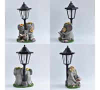 Statua da per giardino elefante ad per solare in resina per luce notturna