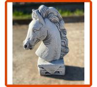 Statua da per giardino esterno interno in cemento e pietra testa di cavallo H36