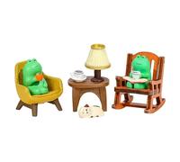 Statua da scrivania - Simpatica statuetta in resina sulla sedia a dondolo | Statua decorativa di animali per giardino roccia, ornamento da scrivania, scultura animale divertente rilassante per la casa