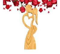 Statua d'amore in legno, amanti dell'opera d'arte baciante intagliata a mano, decorazione per la casa, decorazione da tavolo, statua che bacia in legno, decorazione per la stanza degli amanti, opera