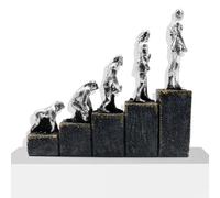Statua d'Arte - Scultura in Argento dell'uomo Scimmia Statua dell'evoluzione Umana Origine della civiltà Figurina Ornamento dell'uomo Scimmia, Figura antropoide Collezione di Regali Originali per dec