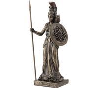 Statua Dea greca Atena / Minerva con scudo bronzo fuso a freddo e resina 20 cm