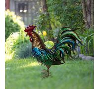 Statua decorativa da giardino in metallo a forma di gallo, 42x39,5 cm, per