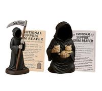 Statua decorativa della morte realizzata a mano in stile gotico fantasy con un gatto stravagante