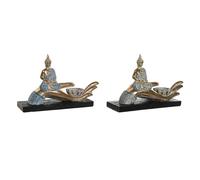 Statua Decorativa DKD Home Decor 25,7 x 8 x 16 cm Azzurro Buddha Turchese Ori