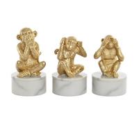 Statua Decorativa DKD Home Decor Bianco Dorato Tropicale Scimmie 10,5 x 10,5