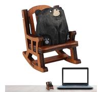 Statua decorativa d'orso in legno - decorazione di sporco fatta a mano, decorazione di piccoli animali intagliati | piccola sedia a dondolo e orso, stile rustico di piccole figure di animali