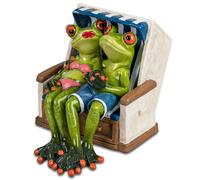 Statua Decorativa Froschpaar Im Strandkorb Seduto H.12cm Verde FORMANO