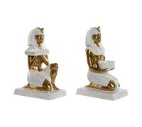 Statua Decorativa Home ESPRIT Bianco Dorato Resina Orientale Egiziano 12,5 x