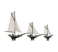 Home ESPRIT Figura Decorativa Bianca Marrone mediterraneo 55 x 8 x 70 cm (3 Pezzi)