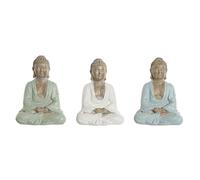 Statua Decorativa Home ESPRIT Bianco Verde Turchese Buddha Orientale 14 x 10,5 x
