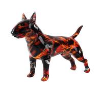 Statua decorativa in resina, semplice e colorata, a forma di Bull Terrier, statuetta per animali domestici, decorazione per la casa, colore moderno, per ufficio e scrivania (G861 rosso)