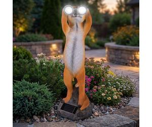 Statua Decorativa Lampade da Giardino Suricati Solare IP44 Batteria Marrone