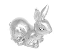 Statua Decorativa Lepre Porcellana Argento Coniglio di Pasqua Decorazione Figura