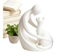 Statua decorativa per gatti, statuette commemorative e collezionabili, per animali domestici, simpatiche figure di uomo e gatto, per soggiorno, camera da , mensole, comodino, davanzali della