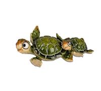 Statua Decorativa Tartaruga Harry con Bambino L.16cm Verde Arte Pietra FORMANO