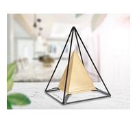 Statua decorazione a forma di doppia piramide con Ferro GOLD WITH IRON Dimensioni 15x15xh 21 cm- colore dorato e nero nero