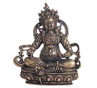 Statua del Buddha, 1 mini statua di Buddha in ottone giallo raffigurante il dio della ricchezza, decorazione tibetana che offre ricchezza e benedizioni, decorazione for la casa.
