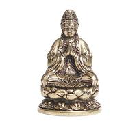 Statua del Buddha, 1 pezzo di ornamenti in ottone del Buddha Avalokitesvara del Mar Cinese Meridionale, decorazione artigianale for la casa con base di loto in plastica e rame