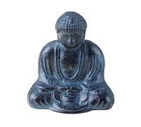 Statua del Buddha, 1 scultura antica in ghisa massiccia di Buddha, statuetta intagliata a mano for la decorazione di interni ed esterni.(Blue)