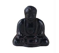 Statua del Buddha, 1 scultura antica in ghisa massiccia di Buddha, statuetta intagliata a mano for la decorazione di interni ed esterni.(Black)