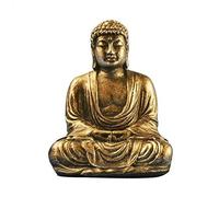 Statua del Buddha, 1 scultura antica in resina da 7 cm/2,8 pollici raffigurante un Buddha seduto in meditazione, intagliata a mano for la decorazione di interni ed esterni.(Gold)
