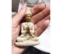 Statua del Buddha, 1 scultura di Buddha tailandese in pietra arenaria naturale da 3,18 pollici, decorazione for la casa in resina Fengshui, seduta da meditazione.