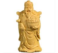 Statua del Buddha in Legno massello, Decorazione Antica per la casa, 8 cm, Raffigurante Il Dio della ricchezza.