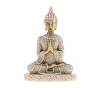 Statua del Buddha, Scultura di Buddha seduto in pietra arenaria scolpita a mano, raffigurante una volpe seduta in meditazione, decorazione for interni ed esterni.