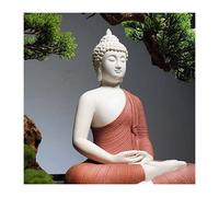 Statua del Buddha, Scultura in ceramica del Buddha di meditazione seduto in stile cinese Amitabha, statuetta zen ornamentale for soggiorno/ufficio