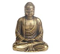 Statua del Buddha, Sculture in ottone anticato, statuetta in miniatura vintage for la decorazione di soggiorno e scrivania, 1 pezzo