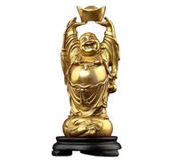 Statua del Buddha sorridente in ottone, scultura di un sacco di soldi in lingotto d'oro, decorazione portafortuna Feng Shui per l'ufficio domestico, statuetta che attrae ricchezza,5*4.5*12cm