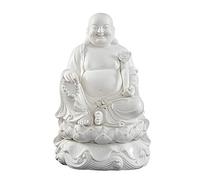 Statua del Buddha, Statua del Buddha sorridente con pancia grande in porcellana bianca Ruyi Maitreya, scultura in ceramica, statuina in porcellana [38 cm/14,96 pollici di larghezza]