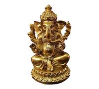 Statua del Buddha, Statua dorata del Buddha Ganesha, scultura del dio elefante, in resina, seduta in meditazione, intagliata a mano, decorazione for interni, casa, giardino.(A)