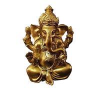 Statua del Buddha, Statua dorata del Buddha Ganesha, scultura del dio elefante, in resina, seduta in meditazione, intagliata a mano, decorazione for interni, casa, giardino.(B)