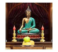 Statua del Buddha, Statua interamente in rame di Sakyamuni, scultura del Buddha seduto in meditazione retrò, statuette di Buddha thailandese Fengshui, ornamenti [15 pollici grande]