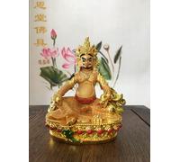 Statua del Buddha Tibetano Tantra, Dio Giallo della ricchezza, Resina, placcatura in Oro, Pittura a Colori, Dio Giallo della ricchezza