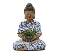 Statua del Buddha, Vaso for fiori con statua di Buddha Zen, scultura di Buddha da giardino in ossido di magnesio, grande vaso for fiori con scultura retrò for giardino e cortile.
