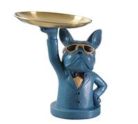 Statua del Bulldog Francese Scultura di Animali Moderna Decorazione della Casa Statue di Cani in Resina Statua del Maggiordomo del Cane con Vassoio, Vassoio delle Chiavi per Il Tavolo D'in, F3