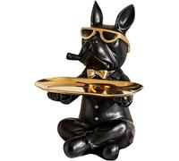 Statua del Bulldog Francese Scultura di Animali Moderna Decorazione della Casa Statue di Cani in Resina Statua del Maggiordomo del Cane con Vassoio, Vassoio delle Chiavi per Il Tavolo D'in, N1