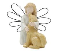 Statua Del Cane Angelo - 9.5x7.5x8cm Resin Cucciolo Scultura | Artigianale Che Tiene La Figurina Per Cani, Ornamento Ricordo Commemorativo, Lutto Animali Domestici Di Simpatia Curativa Uso Esterno Int