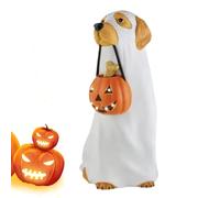 Statua Del Cane Di Halloween - Stringhe A LED Impermeabili Statue Di Cane Fantasma | Apertura Della Batteria, Scultura Artigianale Delle Resine | Figurina Dogg Spettrale Per Ripiani, Tavoli, Scrivanie
