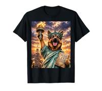 Statua del Cane Liberty Freedom 4 luglio Pastore Tedesco Divertente Maglietta