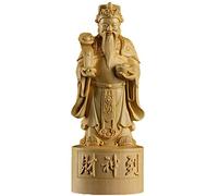 Statua del Dio della Ricchezza Feng Shui, Scultura Wen CAI Shen, Statuette di ricchezza e prosperità, Decorazione per la casa, Regalo di congratulazioni per inaugurazione della casa, bosso,